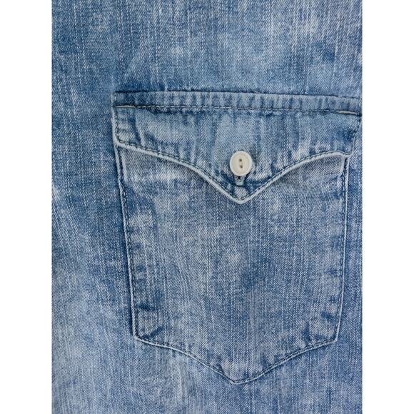 Levis Shirt Mens XL (Large Fit) Blue Acid Wash Denim Short Sleeve Casual Western - Picture 4 of 8